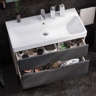 Тумба под раковину Акватон Оливия 90см грей/дуб ойстер 1A254401OLUG0